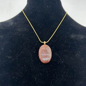 Gold Necklace with Ferruginous Quarts stone Pendant